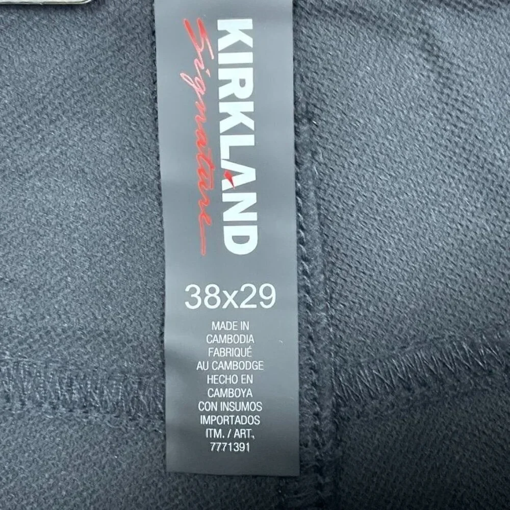 Kirkland Signature Mens Black Pants Size 38x29 Polyester Blend Slim Fit a0647